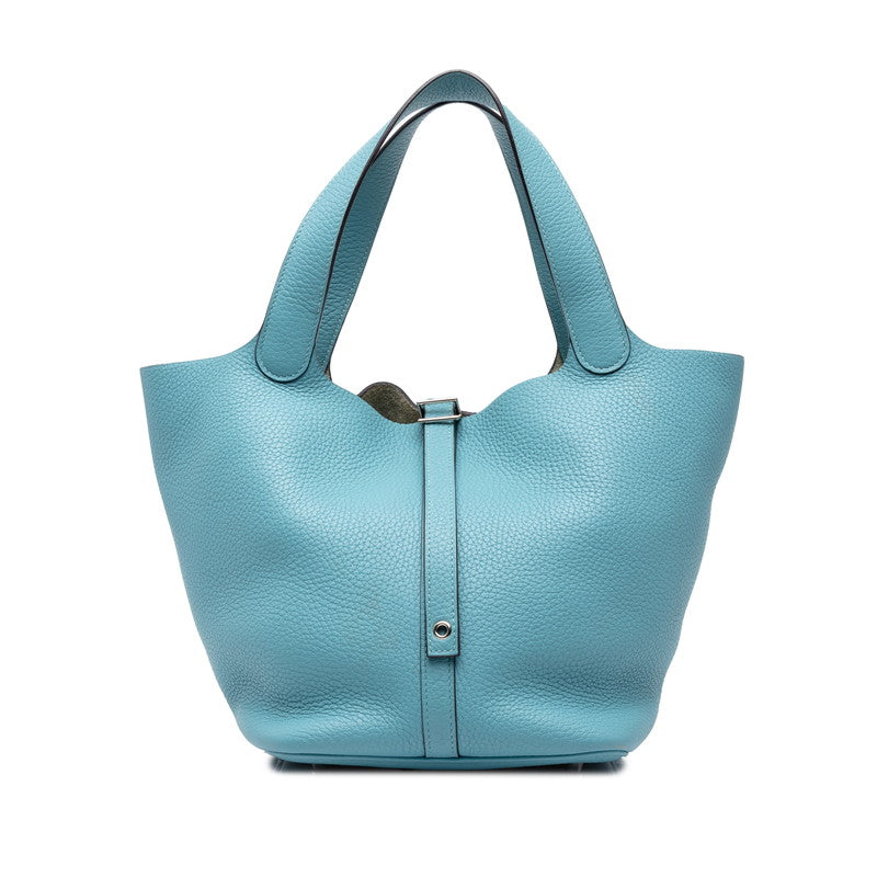 エルメス ピコタンロックMM ハンドバッグ X刻印 2016年 ブルー系 シルバー金具 トリヨンクレマンス レディース HERMES 中古