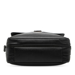 プラダ ロゴ ショルダーバッグ ブラック サフィアーノレザー レディース PRADA 【中古】