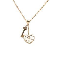 シャネル ココマーク ハート キー チェーン ペンダント ネックレス 02P刻印 ゴールド メッキ ラインストーン レディース CHANEL 中古