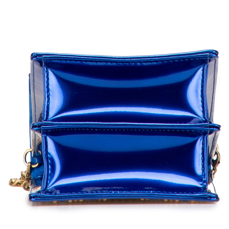 ディオール ディオラマ スタッズ チェーン ショルダーバッグ ブルー エナメル レザー レディース Dior 【中古】