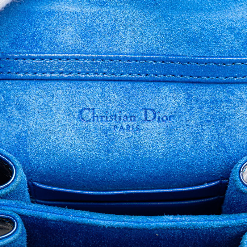 ディオール ディオラマ スタッズ チェーン ショルダーバッグ ブルー エナメル レザー レディース Dior 【中古】