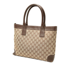 グッチ GGキャンバス ハンドバッグ トートバッグ 002 1119 ベージュ ブラウン キャンバス レザー レディース GUCCI 【中古】