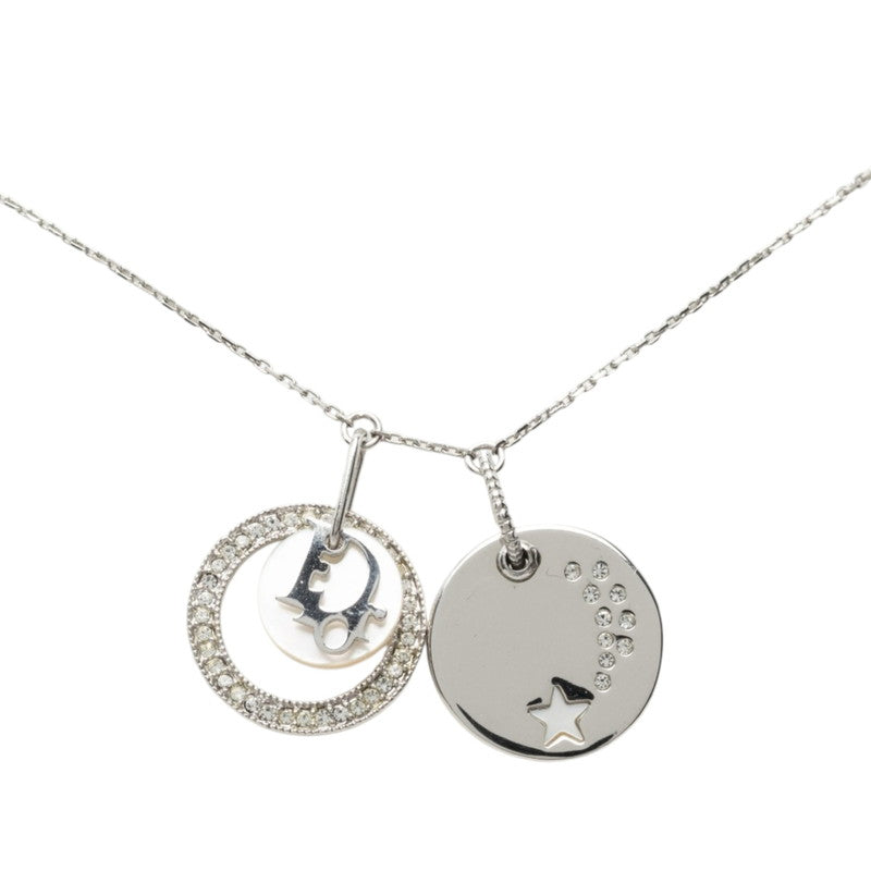 ディオール ロゴ 星 スター モチーフ ネックレス シルバー メタル ラインストーン レディース Dior 中古