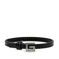 グッチ スクエアG ラインストーン ブレスレット 623237 ブラック レザー レディース GUCCI 【中古】