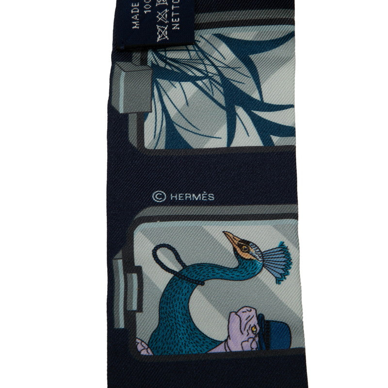 エルメス ツイリー STORY ストーリー スカーフ ネイビー マルチカラー シルク レディース HERMES 【中古】