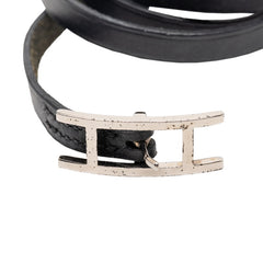 エルメス アピ 4連 ロング ブレスレット ブラック レザー レディース HERMES 【中古】