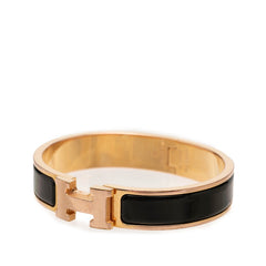 エルメス クリックH ブレスレット バングル ゴールド ブラック メッキ エナメル レディース HERMES 中古