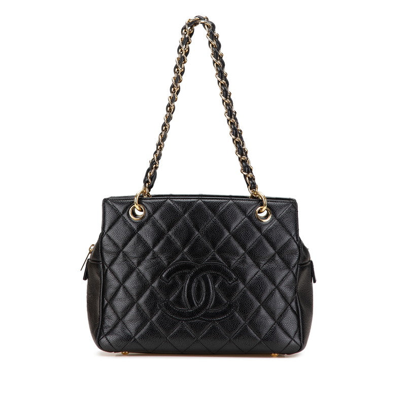 シャネル マトラッセ ココマーク チェーン ハンドバッグ ワンショルダーバッグ ブラック キャビアスキン レディース CHANEL 【中古】