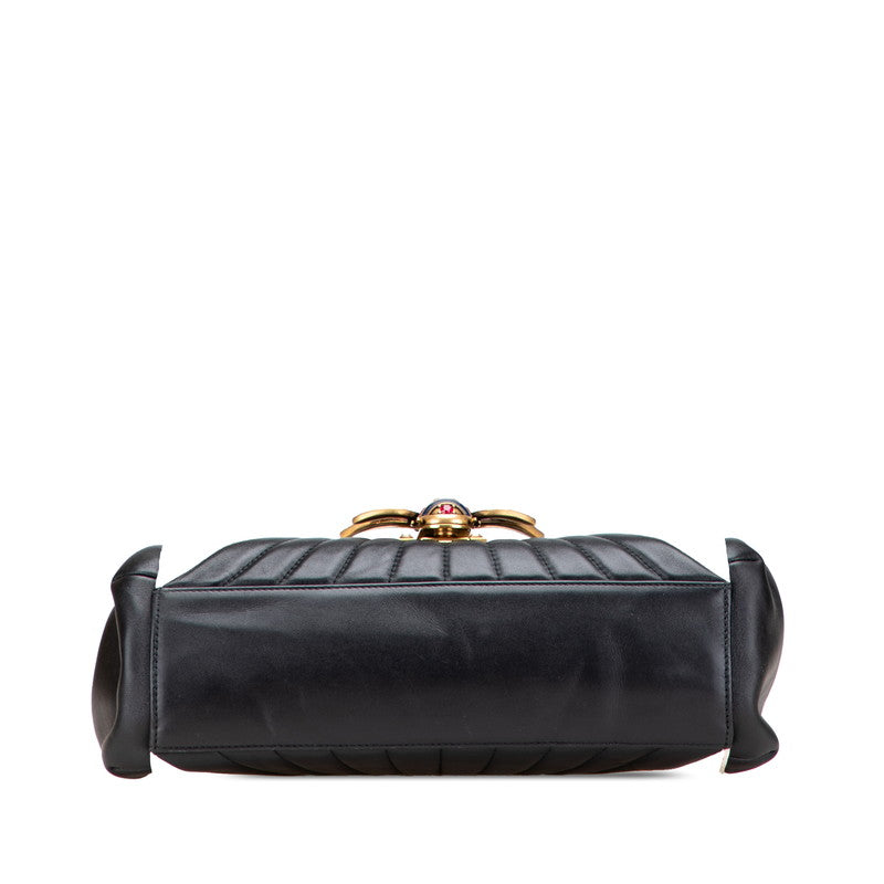 グッチ バンブー クイーンマーガレット ハンドバッグ ショルダーバッグ 2WAY 476531 ブラック ほ レザー レディース GUCCI 【中古】