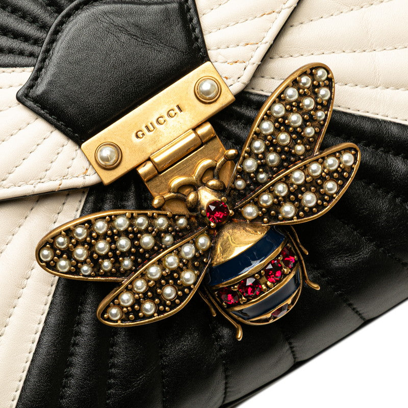 グッチ バンブー クイーンマーガレット ハンドバッグ ショルダーバッグ 2WAY 476531 ブラック ほ レザー レディース GUCCI 【中古】