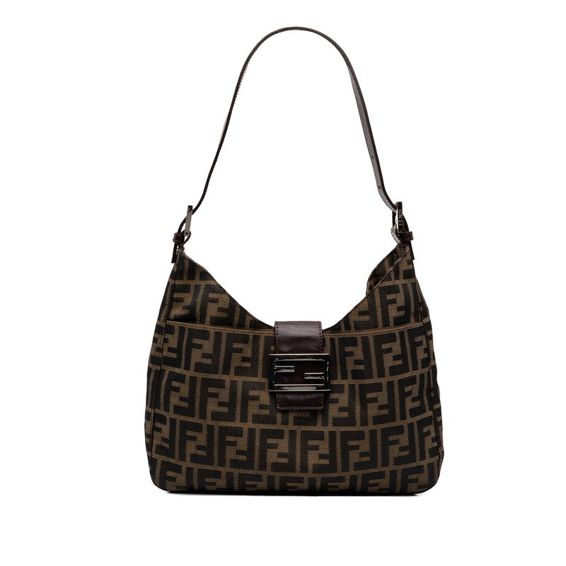 フェンディ ズッカ マンマバケット ワンショルダーバッグ 26569 ブラウン キャンバス レザー レディース FENDI 中古