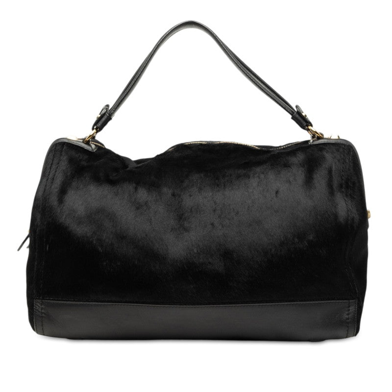 サルヴァトーレフェラガモ ハンドバッグ ブラック ハラコ レザー レディース Salvatore Ferragamo 【中古】