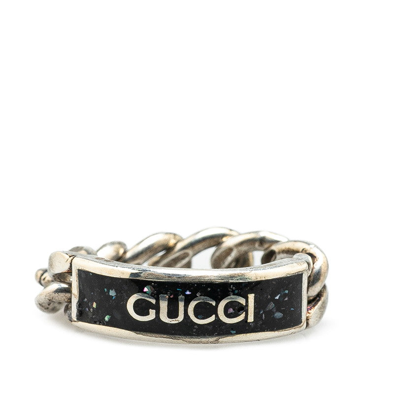 グッチ ロゴ リング 指輪 チェーンリング サイズ 20 678711 シルバー ブラック SV925 シルバー レディース GUCCI 【中古】