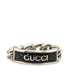 グッチ ロゴ リング 指輪 チェーンリング サイズ 20 678711 シルバー ブラック SV925 シルバー レディース GUCCI 【中古】