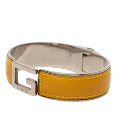 グッチ Gロゴ バングル シルバー イエロー パテントレザー メタル メンズ GUCCI 【中古】