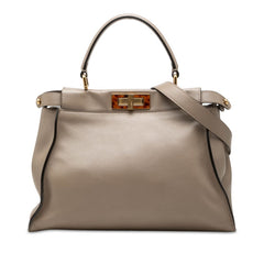 フェンディ ピーカブー ミディアム ハンドバッグ ショルダーバッグ 2WAY 8BN290 ベージュ レザー レディース FENDI 中古