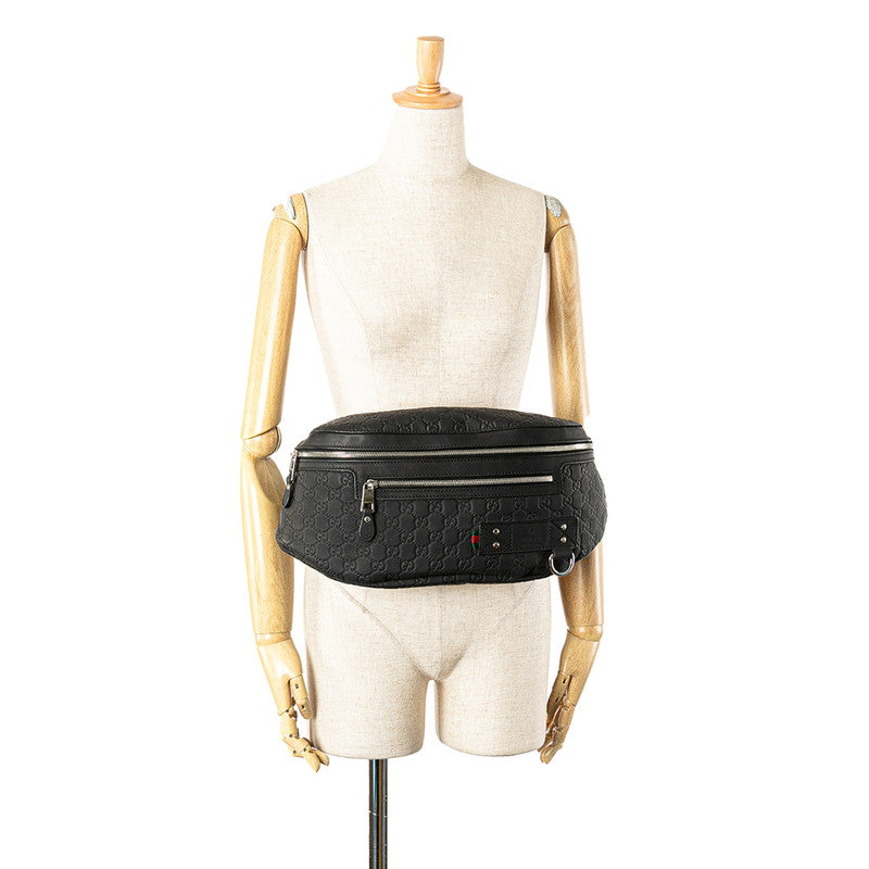 グッチ グッチシマ ボディバッグ ウエストバッグ 246409 ブラック レザー ラバー メンズ GUCCI 【中古】