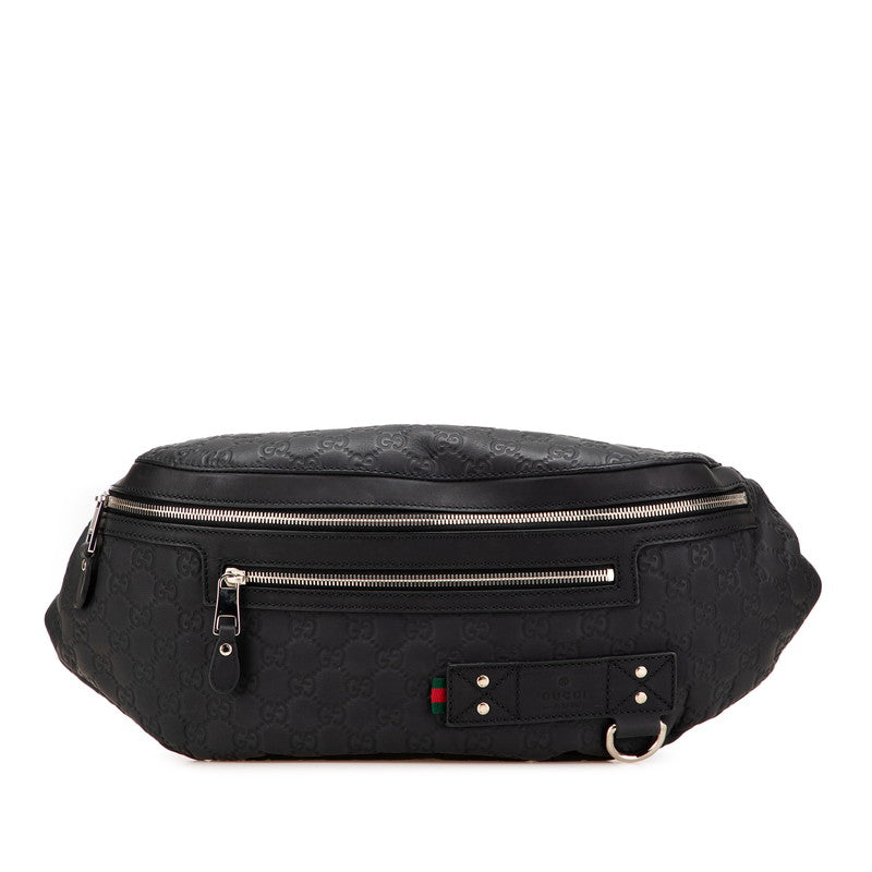 グッチ グッチシマ ボディバッグ ウエストバッグ 246409 ブラック レザー ラバー メンズ GUCCI 【中古】