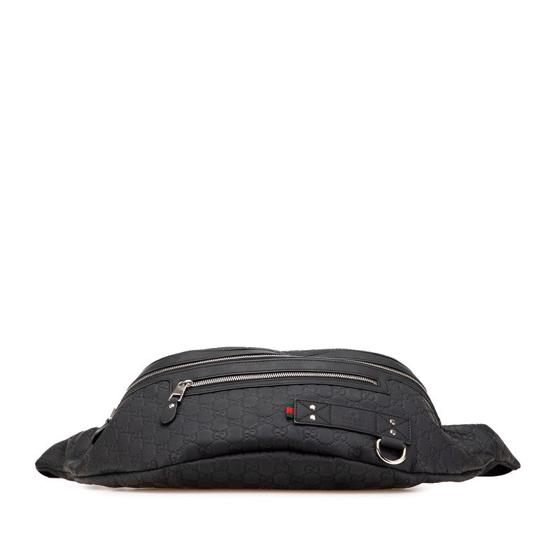 グッチ グッチシマ ボディバッグ ウエストバッグ 246409 ブラック レザー ラバー メンズ GUCCI 【中古】