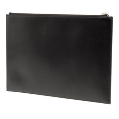 ディオール ロゴ インビテーションポーチ クラッチバッグ ブラック ホワイト レザー メンズ Dior 【中古】