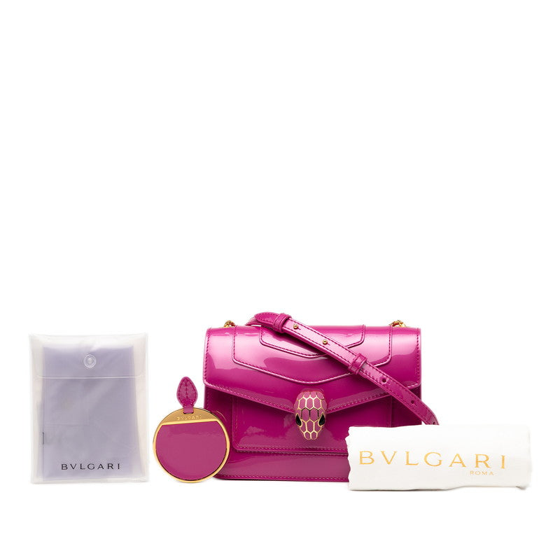 ブルガリ セルペンティ フォーエバー チェーン ショルダーバッグ ピンク パープル エナメル レザー レディース BVLGARI 【中古】