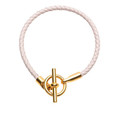 エルメス グレナン ブレスレット ピンク ゴールド レザー メッキ レディース HERMES 【中古】