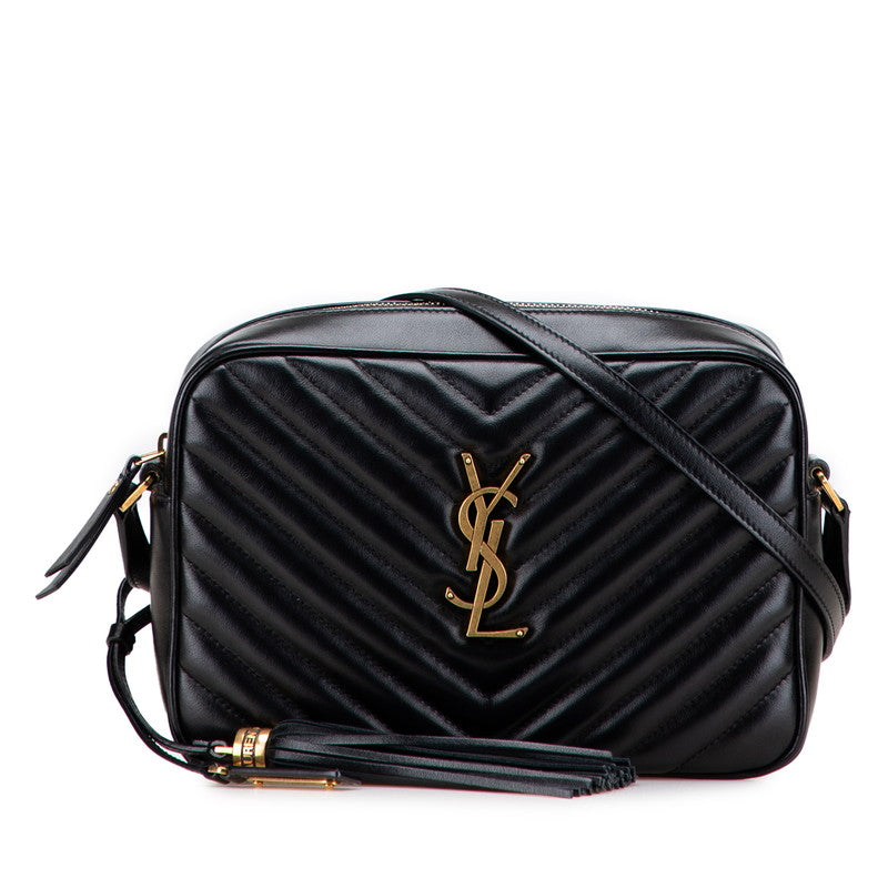 サンローラン ルー Vステッチ タッセル ショルダーバッグ カメラバッグ 574494 ブラック レザー レディース SAINT LAURENT 【中古】