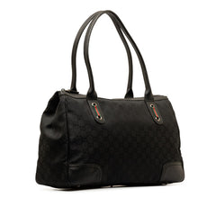 グッチ GGナイロン シェリーライン トートバッグ ハンドバッグ 293599 ブラック ナイロン レザー レディース GUCCI 【中古】