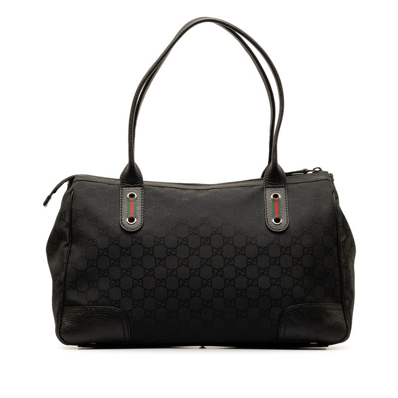 グッチ GGナイロン シェリーライン トートバッグ ハンドバッグ 293599 ブラック ナイロン レザー レディース GUCCI 【中古】
