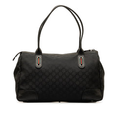 グッチ GGナイロン シェリーライン トートバッグ ハンドバッグ 293599 ブラック ナイロン レザー レディース GUCCI 【中古】