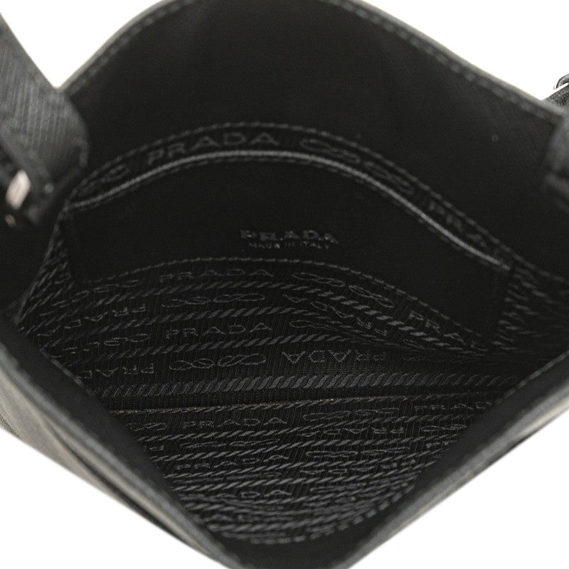 プラダ ロゴ 斜め掛け ショルダーバッグ ブラック サフィアーノ レザー レディース PRADA 【中古】