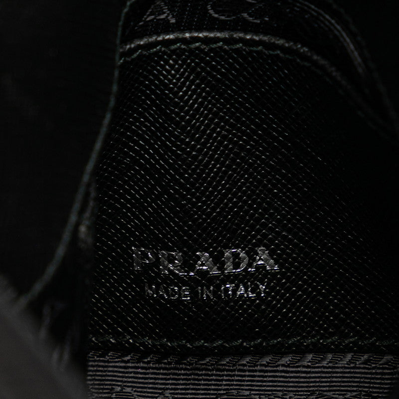 プラダ ロゴ 斜め掛け ショルダーバッグ ブラック サフィアーノ レザー レディース PRADA 【中古】