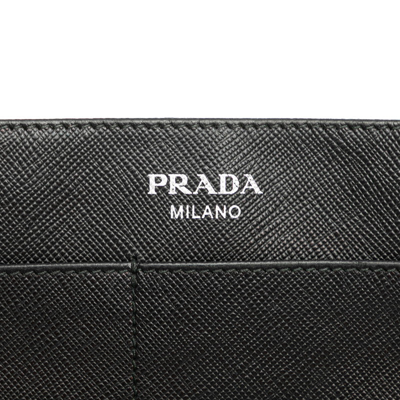 プラダ ロゴ 斜め掛け ショルダーバッグ ブラック サフィアーノ レザー レディース PRADA 【中古】