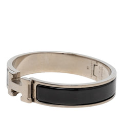 エルメス クリックH PM ブレスレット バングル シルバー ブラック メタル レディース HERMES 【中古】