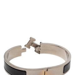 エルメス クリックH PM ブレスレット バングル シルバー ブラック メタル レディース HERMES 【中古】
