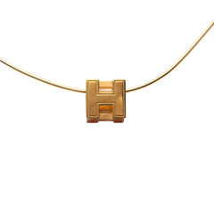 エルメス カージュ ド アッシュ Hキューブ ネックレス ゴールド オレンジ メッキ エナメル レディース HERMES 【中古】