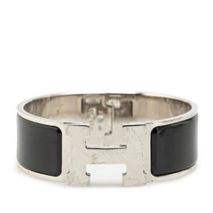 エルメス クリッククラックH PM ブレスレット シルバー ブラック メタル レディース HERMES 【中古】