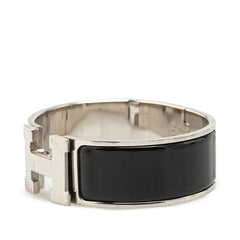 エルメス クリッククラックH PM ブレスレット シルバー ブラック メタル レディース HERMES 【中古】