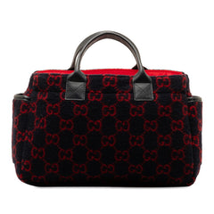 グッチ GGウール チルドレンズ ハンドバッグ 628159 ネイビー レッド ウール レザー レディース GUCCI 【中古】