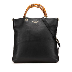 グッチ バンブー ハンドバッグ ショルダーバッグ 2WAY 323663 ブラック レザー レディース GUCCI 【中古】