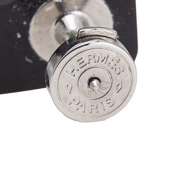 エルメス Hロゴ スタッド ピアス ホワイト ブラウン バッファローホーン ラッカーウッド レディース HERMES 【中古】