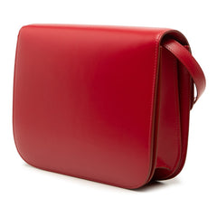 セリーヌ クラシックボックス ミディアム 斜めかけ ショルダーバッグ レッド レザー レディース CELINE 【中古】