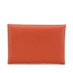 エルメス カルヴィ デュオ コインケース カードケース ブラウン シェーブル レディース HERMES 【中古】
