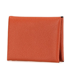 エルメス カルヴィ デュオ コインケース カードケース ブラウン シェーブル レディース HERMES 【中古】