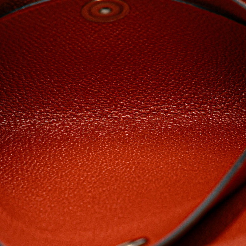 エルメス カルヴィ デュオ コインケース カードケース ブラウン シェーブル レディース HERMES 【中古】
