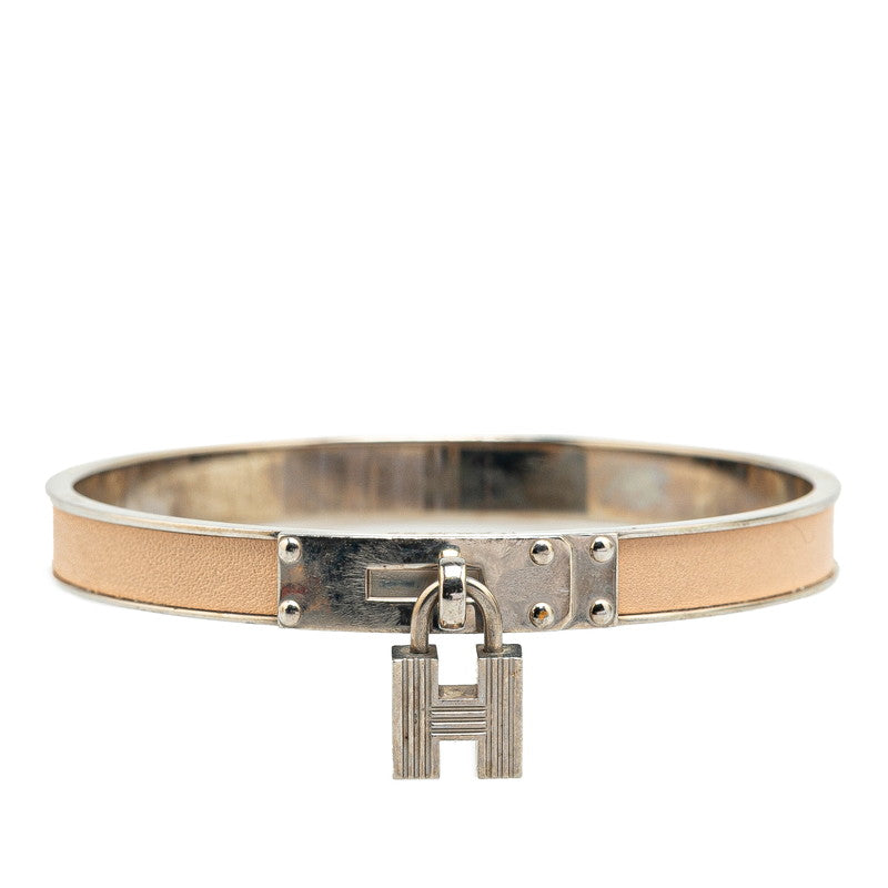 エルメス ケリーバングル カデナ モチーフ バングル シルバー ベージュ メタル レザー レディース HERMES 【中古】