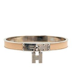 エルメス ケリーバングル カデナ モチーフ バングル シルバー ベージュ メタル レザー レディース HERMES 【中古】