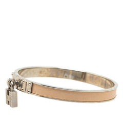 エルメス ケリーバングル カデナ モチーフ バングル シルバー ベージュ メタル レザー レディース HERMES 【中古】