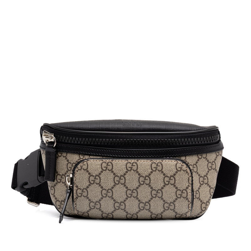 グッチ GGスプリーム ボディバッグ ウエストバッグ 779877 ベージュ ブラック PVC レザー レディース GUCCI 中古