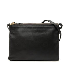 セリーヌ トリオ 斜め掛け ショルダーバッグ ブラック レザー レディース CELINE 【中古】